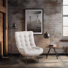 Poltrona Decorativa em Suede Costela Alta