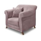 Poltrona Decorativa em Veludo Lilás com Pés de Madeira - Amsterdam Lucadi Home