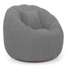 Poltrona Decorativa Estilo Concha Abóbora Shell Fixa Bouclê Cinza Escuro - Abmaza