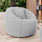 Poltrona Decorativa Estilo Concha Abóbora Shell Giratória Bouclê Cinza Claro - Desk Design