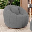 Poltrona Decorativa Estilo Concha Abóbora Shell Giratória Bouclê Cinza Escuro - Desk Design