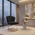 Poltrona Decorativa Estofada Base Aramado Aço Encosto Ergonômico Veludo Preto Mobília Decor Poltrona Decorativa Estofada Base Aramado Aço Encosto Ergonômico Veludo Preto Mobília Decor