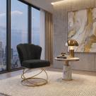 Poltrona Decorativa Estofada Base Aramado Aço Reforçada Industrial Dourado e Cor Preto Poltrona Decorativa Estofada Base Aramado Aço Reforçada Industrial Dourado e Cor Preto