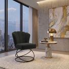 Poltrona Decorativa Estofada Base Aramado em Aço Reforçada Preto Encosto Concha Mobília Decor
