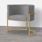 Poltrona Decorativa Estofada Base de Ferro Sala Luana Suede Cinza - LM DECOR