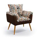Poltrona Decorativa Estofada Beta Sued Estampado Laranja com Marrom Aradecor