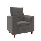 Poltrona Decorativa Estofada Confortável Sala Isis Suede Cinza