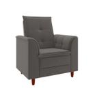 Poltrona Decorativa Estofada Confortável Sala Miley Suede Cor:Cinza