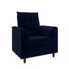 Poltrona Decorativa Estofada Confortável Sala Miley Veludo Azul Marinho