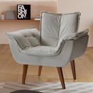 Poltrona Decorativa Estofada Eros Montana Estofados Prata Veludo Cinza