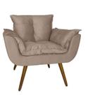 Poltrona Decorativa Estofada Para Consultório Opala Suede Bege - LM DECOR