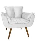 Poltrona Decorativa Estofada Para Consultório Opala Suede Branco - LM DECOR