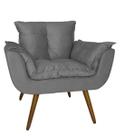Poltrona Decorativa Estofada Para Consultório Opala Suede Cinza - LM DECOR