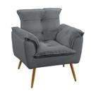 Poltrona Decorativa Estofada para Sala de Estar Beta Sued Cinza Aradecor