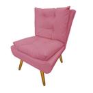 Poltrona Decorativa Estofada Para Sala de Estar Karen Suede Rosa Barbie - LM DECOR