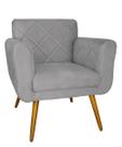 Poltrona Decorativa Estofada Para Sala de Visitas Isabella Suede Cinza - LM DECOR