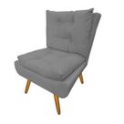 Poltrona Decorativa Estofada Recepção Consultório Clínica Karen Suede Cinza - LM DECOR