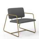 Poltrona Decorativa Estofada Sintra Dourado/suede Cinza - M.a