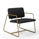 Poltrona Decorativa Estofada Sintra Dourado/suede Preto - M.a