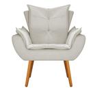 Poltrona Decorativa Fenzzi Pés Palito Mel material sintético Bege - KDAcanto Móveis Poltrona Decorativa Fenzzi Pés Palito Mel material sintético Bege - KDAcanto Móveis