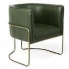 Poltrona Decorativa Fixa Base de Aço Bronze Betina D02 Material Sintético Verde Musgo B-89 - Lyam Decor