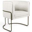 Poltrona Decorativa Fixa Base de Aço Bronze Betina Linho Creme A-48 - Lyam Decor