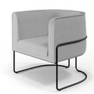 Poltrona Decorativa Fixa Base de Aço Preto Betina D02 Linho Cinza C-315 - Lyam Decor