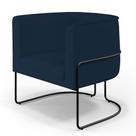Poltrona Decorativa Fixa Base de Aço Preto Betina D02 Veludo Azul Oxford D-304 - Lyam Decor