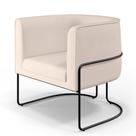 Poltrona Decorativa Fixa Base de Aço Preto Betina D02 Veludo Bege D-309 - Lyam Decor