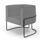 Poltrona Decorativa Fixa Base de Aço Preto Betina D02 Veludo Cinza D-317 - Lyam Decor