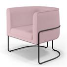 Poltrona Decorativa Fixa Base de Aço Preto Betina D02 Veludo Rosê D-305 - Lyam Decor
