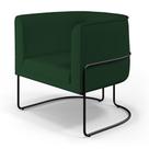 Poltrona Decorativa Fixa Base de Aço Preto Betina D02 Veludo Verde Musgo D-303 - Lyam Decor