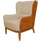 Poltrona Decorativa Fixa Base de Madeira Milena D02 Linho Bege C-129 Corano Marrom - Lyam Decor Poltrona Decorativa Fixa Base de Madeira Milena D02 Linho Bege C-129 Corano Marrom - Lyam Decor