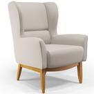 Poltrona Decorativa Fixa Base de Madeira Milena D02 Linho Cru C-443 - Lyam Decor