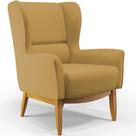 Poltrona Decorativa Fixa Base de Madeira Milena D02 Veludo Mostarda D-260 - Lyam Decor