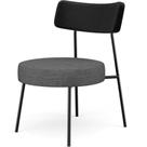 Poltrona Decorativa Fixa Londres L02 material sintético Preto Linho Cinza Escuro - Lyam