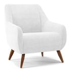 Poltrona Decorativa Fixa Pés de Madeira Paloma D02 Corano Branco C-12 - Lyam Decor