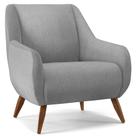 Poltrona Decorativa Fixa Pés de Madeira Paloma D02 Linho Cinza D-315 - Lyam Decor
