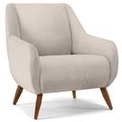 Poltrona Decorativa Fixa Pés de Madeira Paloma D02 Linho Cru C-443 - Lyam Decor