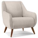 Poltrona Decorativa Fixa Pés de Madeira Paloma D02 Linho Cru C-443 - Lyam Decor
