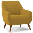 Poltrona Decorativa Fixa Pés de Madeira Paloma D02 Veludo Mostarda D-260 - Lyam Decor