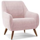 Poltrona Decorativa Fixa Pés de Madeira Paloma D02 Veludo Rosê D-305 - Lyam Decor