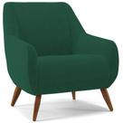 Poltrona Decorativa Fixa Pés de Madeira Paloma D02 Veludo Verde D-303 - Lyam Decor
