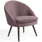 Poltrona Decorativa Fixa Pés Palito Rafa C06 Veludo Rosê C-305 - Lyam Decor