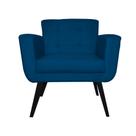 Poltrona Decorativa Geovana Pés Palito Tabaco Suede Azul Royal - DS Estofados