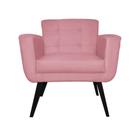 Poltrona Decorativa Geovana Pés Palito Tabaco Suede Rosa - DS Estofados