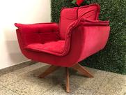 Poltrona Decorativa Giratória 1 Lugar Vermelho 1043 Ana