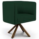 Poltrona Decorativa Giratória Base Giromad Madeira Betina B-303 Veludo Verde Musgo - Domi