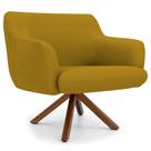 Poltrona Decorativa Giratória Base Giromad Madeira Jade B-279 Veludo Mostarda - Domi