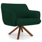 Poltrona Decorativa Giratória Base Giromad Madeira Jade B-303 Veludo Verde Musgo - Domi